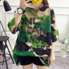 Camouflage 3/4-sleeve T-shirt