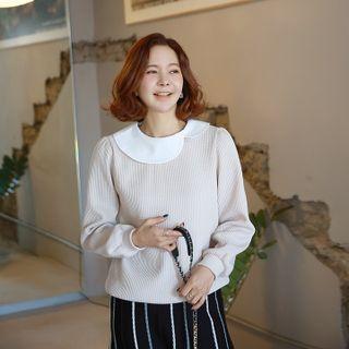 Asymmetric Petal-collar Pullover