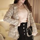 Faux-pearl One-button Tweed Blazer