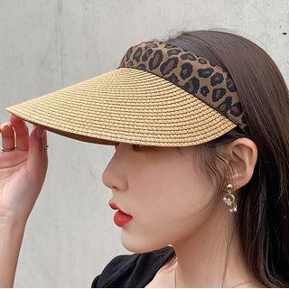 Leopard Print Straw Visor Hat
