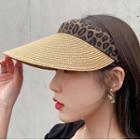 Leopard Print Straw Visor Hat
