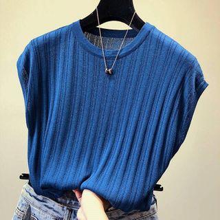 Plain Short-sleeved Knittop