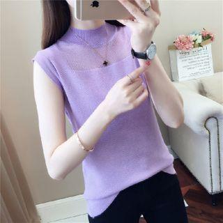 Mock Turtleneck Sleeveless Knit Top