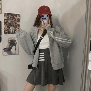 Stripe-side Zip Jacket / A-line Skirt
