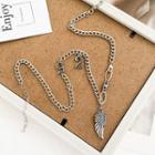 Alloy Wings Numerical Pendant Necklace Silver - One Size