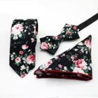Set Of 3: Printed Neck Tie + Bow Tie + Pocket Square Mz-04 - One Size
