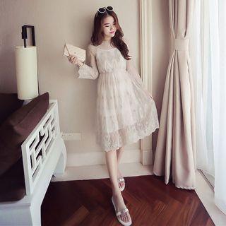 Mock Two-piece Sheer Lace Dress
