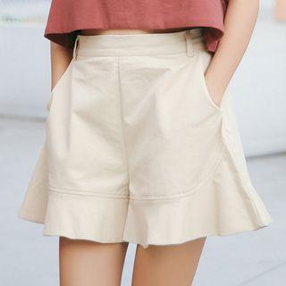 Frill Hem Wide Leg Shorts