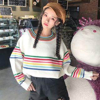 Long-sleeve Contrast Stripe Basic Sweater