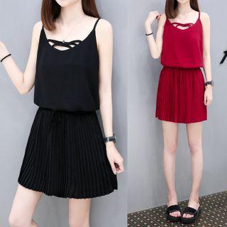 Set: Chiffon Camisole Top + Pleated Skort