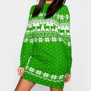 Long-sleeve Reindeer Mini Dress
