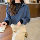 Long-sleeve Corduroy Mock Two-piece Shirt