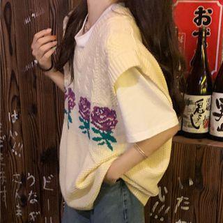 Rose Knit Vest Almond - One Size