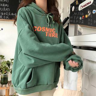 Printed Hooded Pullover Green - One Size