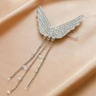 Rhinestone Wings Chained Hair Clip White & Gold - One Size