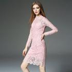 Long-sleeve Lace Dress With Slipdress