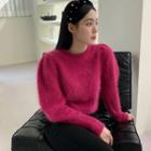 Mutton-sleeve Furry Sweater