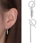 Non-matching Geometric Feather Dangle Earring With Earring Back - 1 Pair - Earring - As Shown In Figure - One Size