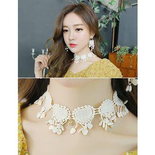 Faux-pearl Embellished Lace Choker