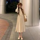 Long-sleeve Drawcord-waist Dress