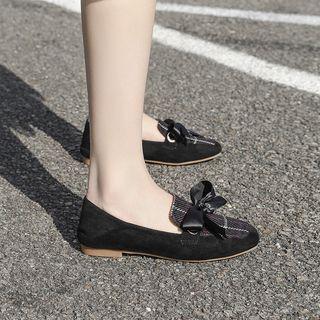 Plaid Bow-accent Loafers