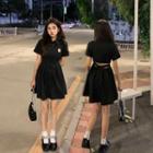 Short-sleeve Cutout A-line Mini Shirt Dress