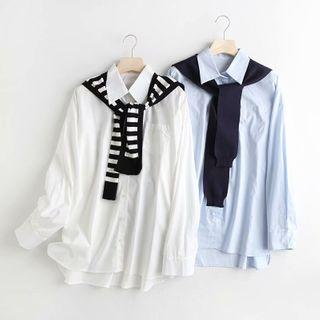 Mock Shawl Long-sleeve Shirt
