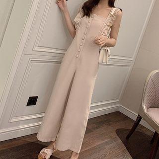 Ruffle-strap Wide-leg Jumpsuit