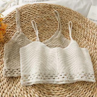 Open-knit Cropped Sleeveless Top