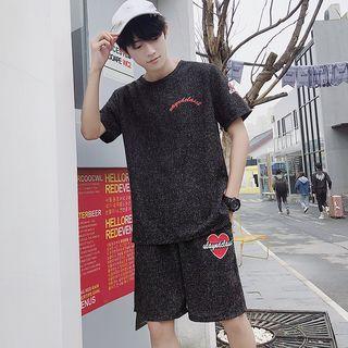 Set: Short-sleeve Lettering T-shirt + Pants