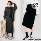 Plus Size Round-neck Sweater & Knit Skirt Set