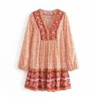 Long Sleeve Floral A-line Dress