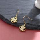 925 Sterling Silver Rhinestone Clover Dangle Earring 1 Pair - Gold - One Size