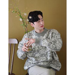 Round-neck Paisley Boxy Sweater