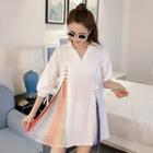 Color Block V-neck Shirt Dress
