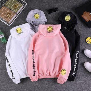 Smiley Letter Long-sleeve Hooded Jacket
