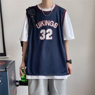 Numbering Tank Top / Elbow-sleeve Plain T-shirt