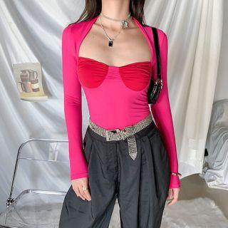 Long-sleeve Slim-fit Cropped Top