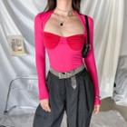 Long-sleeve Slim-fit Cropped Top
