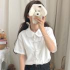 Short-sleeve Frog-buttoned Shirt White - One Size