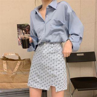 Plain Blouse / Plaid Skirt