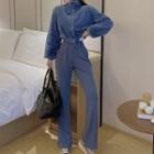 Fleece Zip-up Jacket / Straight-fit Pants