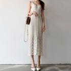 Sleeveless Open-knit Midi A-line Dress