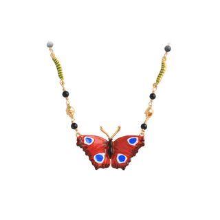 Fashion And Elegant Plated Gold Enamel Butterfly Necklace Golden - One Size