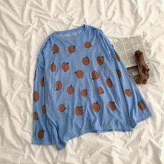 Long-sleeve Tangerine Printed Knit Top