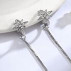 Rhinestone Star Chained Earring 1 Piece - Silver - One Size