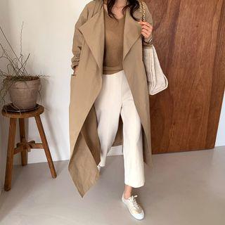 Wing-lapel Wrap Coat & Sash