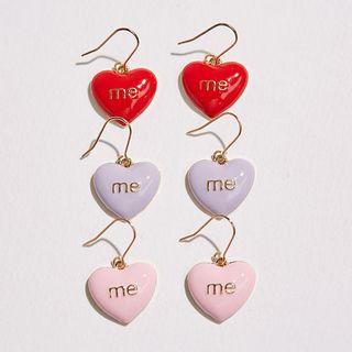 Heart Patterned Lettering Earrings