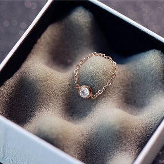 Rhinestone Chain Stainless Steel Ring