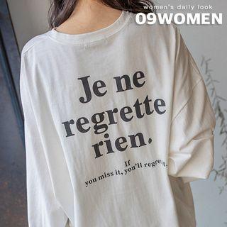 Letter-printed Slit-side Oversized T-shirt